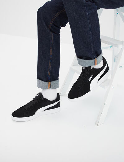 Tennis basses à lacets cuir Puma Smash noir homme