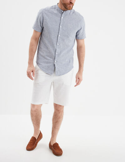 Bermuda chino à coulisse lin mélangé blanc homme