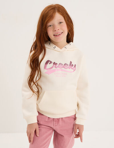 Sweat &agrave; capuche hoodie &agrave; logo Creeks creme fille