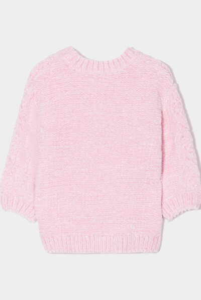 Pull col rond à torsades Creeks violet bébé fille