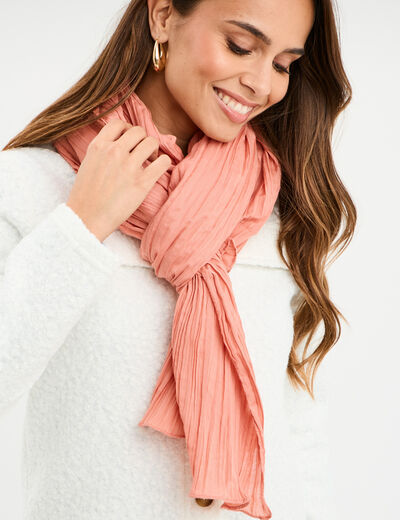 Foulard aspect froissé rose saumon femme