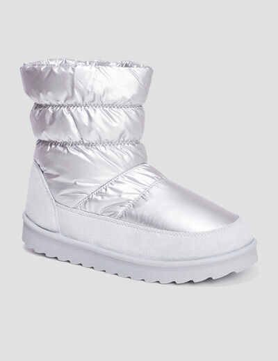 Bottines matelassées doublées gris argent femme