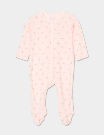 Dors-bien boutonné avec manches longues rose clair bébé fille