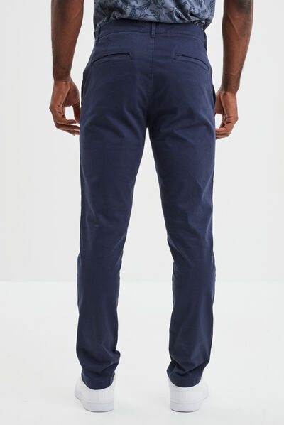 Pantalon chino slim coton bleu marine homme