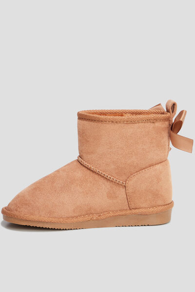 Bottines fourrées avec noeud camel fille