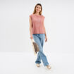 Débardeur brodé coton vieux rose femme