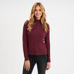 T-shirt ajust&eacute; col montant violet fonc&eacute; femme