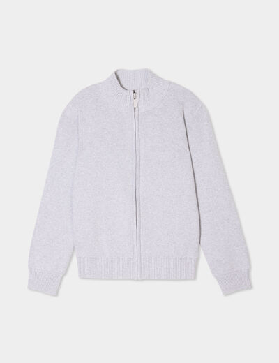 Gilet zippé col montant coton gris garçon
