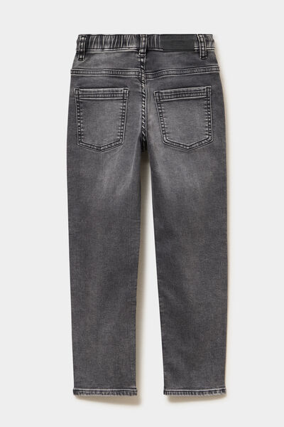 Jeans jogger droit taille &eacute;lastiqu&eacute;e denim gris gar&ccedil;on