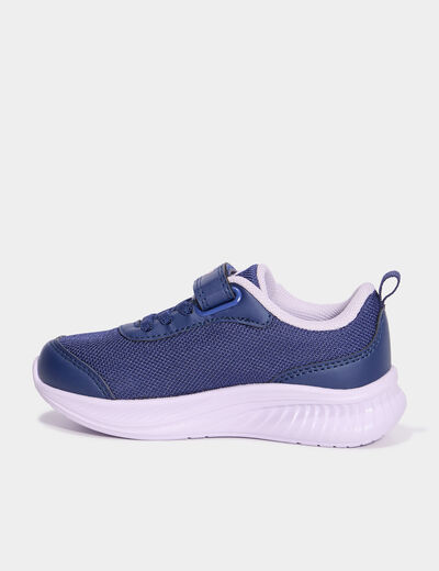 Baskets running à scratchs bleu marine fille