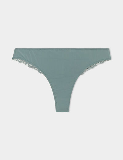 Tanga avec micro dentelle vert kaki femme