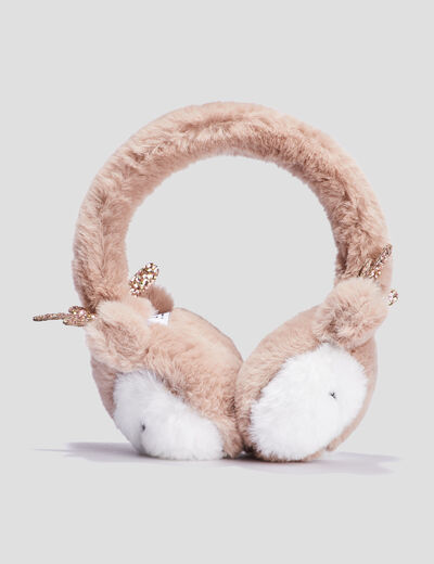 Cache-oreilles fausse fourrure fantaisie taupe fille