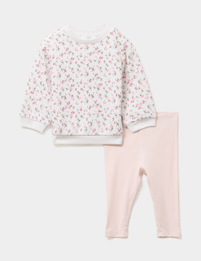 Ensemble sweat et legging ecru bébé fille