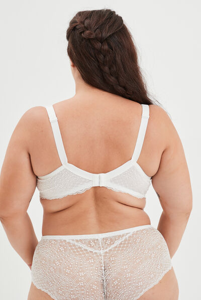 Soutien-gorge emboîtant en dentelle blanc femme grande taille