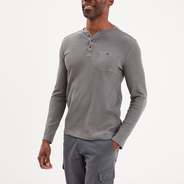 T-shirt col tunisien 1 poche Trappeur gris foncé homme