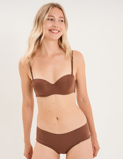 Soutien-gorge bandeau microfibre marron femme