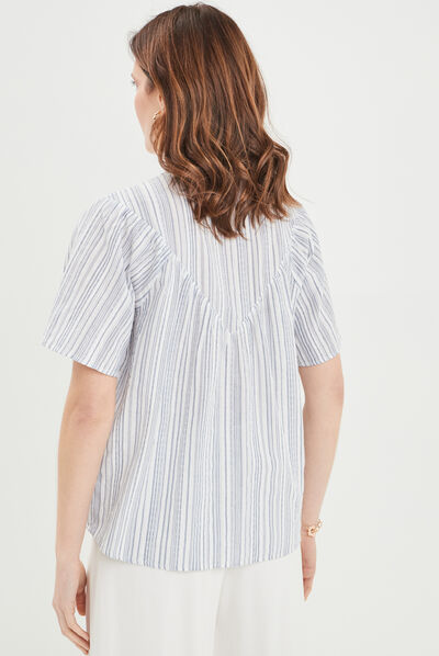 Blouse manches courtes Creeks ecru femme