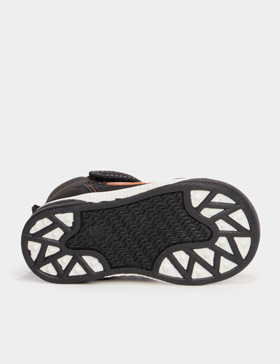 Baskets montantes zippées à scratchs noir bébé garçon