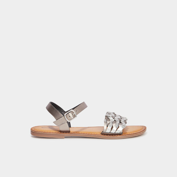 Sandales en cuir Kickers Kickdash gris femme