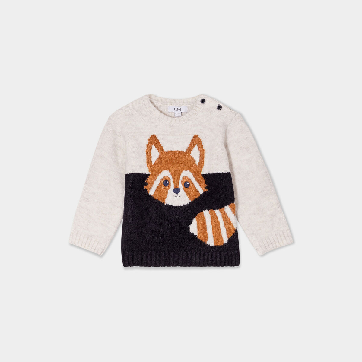 Pull &eacute;paule boutonn&eacute;e manches longues beige b&eacute;b&eacute; gar&ccedil;on