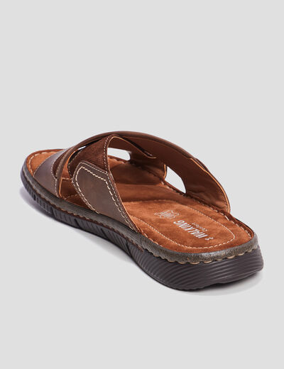 Mules en cuir marron homme
