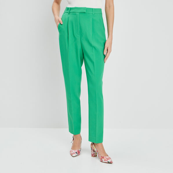 Pantalon jambes larges à pinces vert menthe femme