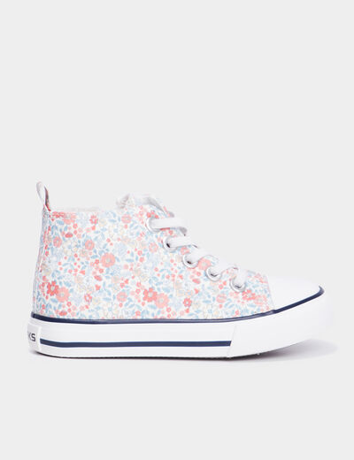 Baskets montantes zipp&eacute;es bout renforc&eacute; ecru fille