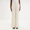 Pantalon large avec pinces ecru femme