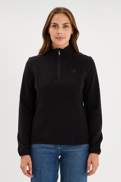 Sweat polaire col camionneur noir femme