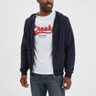Sweat zipp&eacute; molleton &agrave; capuche bleu marine homme