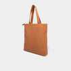 Sac tote bag zipp&eacute; effet velours camel femme