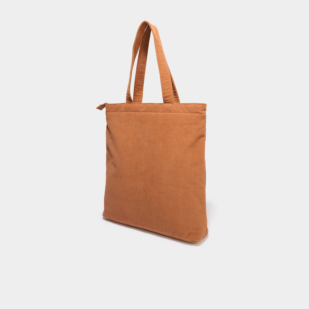Sac tote bag zipp&eacute; effet velours camel femme