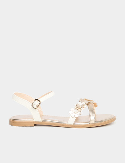 Sandales brides à fleurs blanc fille
