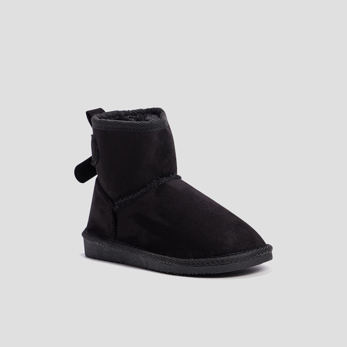 Bottines fourrées avec noeud noir fille