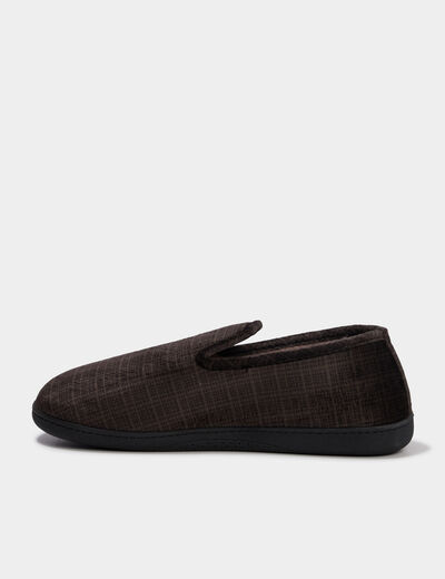 Pantoufles fourr&eacute;es bout rond vert kaki homme