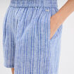 Short fluide coton lin taille élastiquée bleu femme