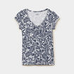T-shirt col V droit manches courtes ecru femme