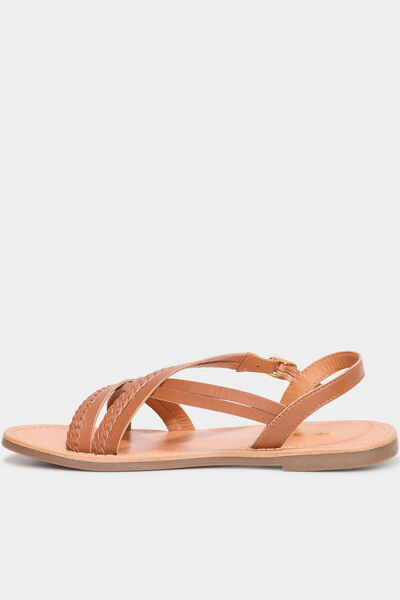 Sandales en cuir marron femme