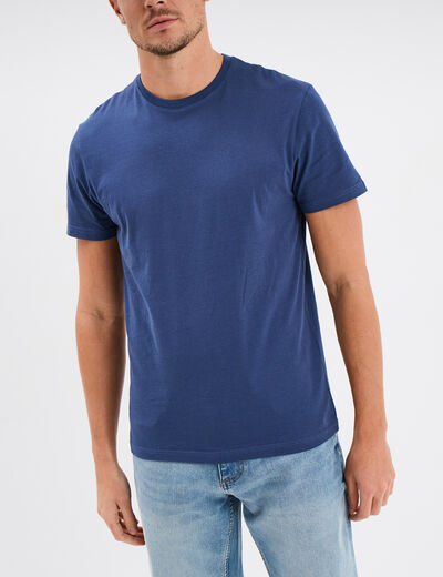 T-shirt en coton manches courtes bleu foncé homme