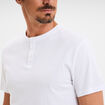 T-shirt col tunisien manches courtes blanc homme