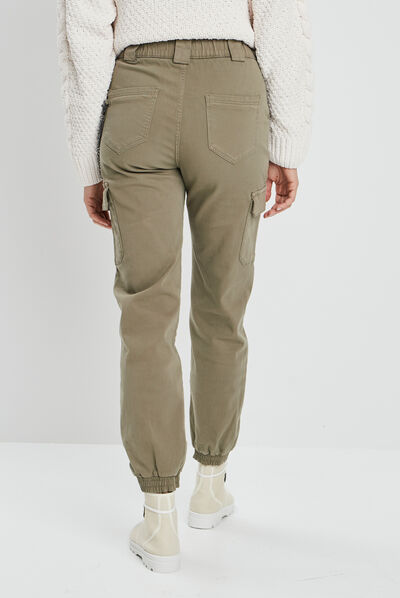 Pantalon cargo avec chaîne vert kaki femme