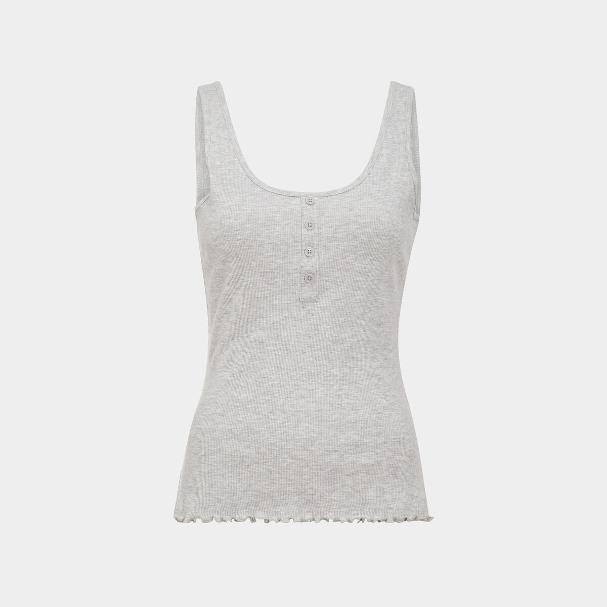 Haut de pyjama d&eacute;bardeur effet c&ocirc;tel&eacute; gris femme