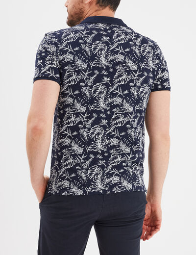 Polo droit manches courtes coton bleu marine homme