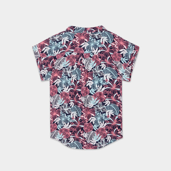 chemise manches courtes nouee bleu marine fille Chemise manches courtes nouée bleu marine fille