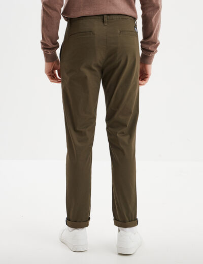 Pantalon chino slim stretch vert kaki homme