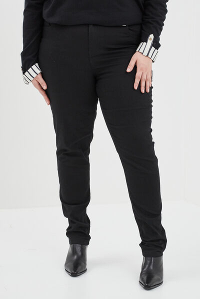 Pantalon slim noir femme grande taille