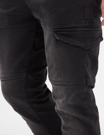 Pantalon skinny stretch 2 poches côtés noir homme