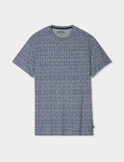 T-shirt manches courtes col rond bleu marine homme