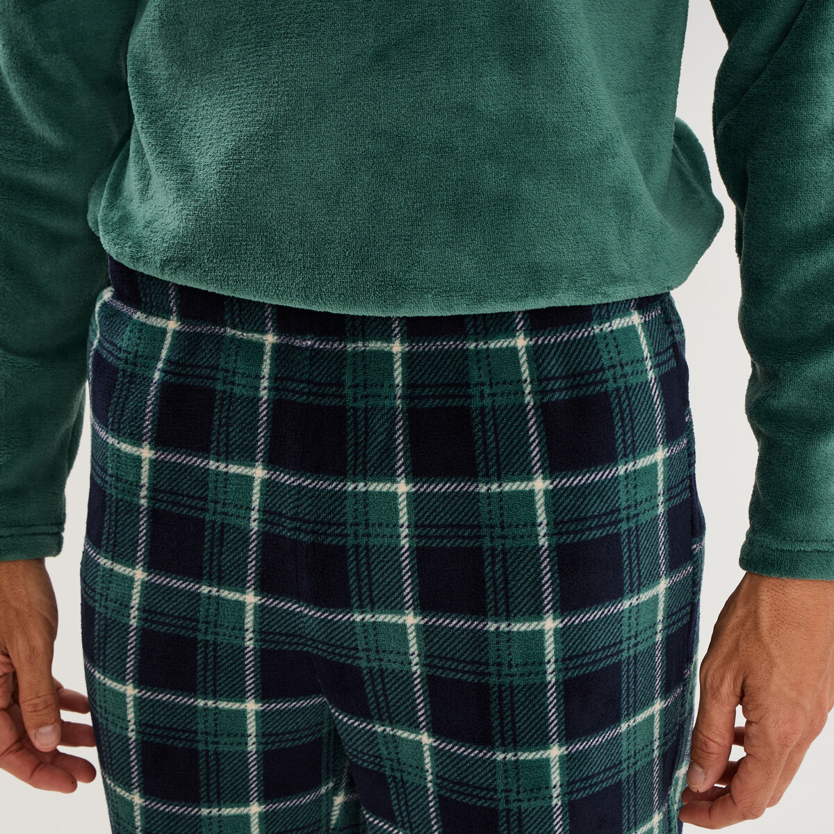 Ensemble pyjama velours avec pantalon vert homme