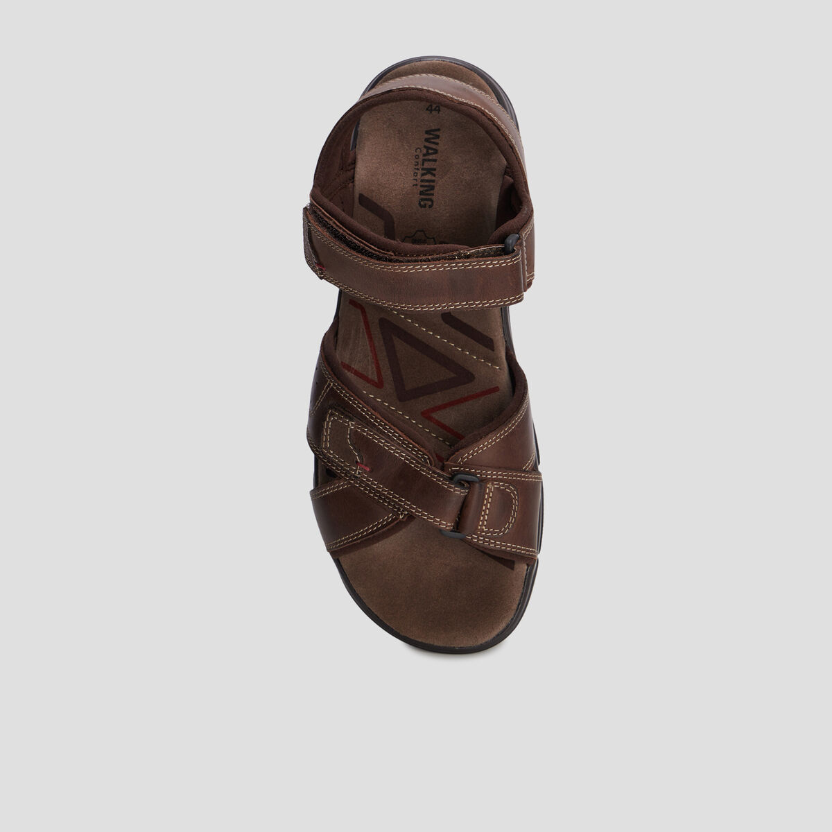 Sandales &agrave; scratchs en cuir marron homme